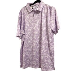 NWT Yatta Golf Polo Shirt Floral Short Sleeve Golfing Casual Lavender Men XL